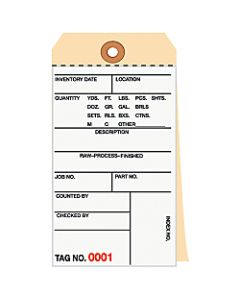 Manila Inventory Tags, 3-Part Carbonless, 1500-1999, Box Of 500