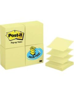 Post-it Pop-up Notes, 3in x 3in, Canary Yellow, Pack Of 18 Pads