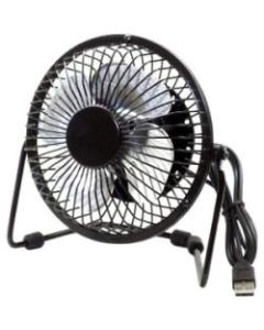 Premiertek Metal Desktop Fan USB Powered W/Switch Black - 6.1in Height x 5.7in Width x 3.5in Depth - Metal - Black