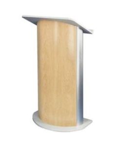 AmpliVox SN3130 - Curved Hardrock Maple Lectern - High Pressure Laminate (HPL) Rectangle Top - High Pressure Laminate (HPL) Base x 26.75in Table Top Width x 17.50in Table Top Depth x 0.75in Table Top Thickness - 48.75in Height - Hard Rock Maple