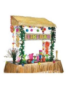 Amscan Summer Luau Tiki Bar Hut, 23inH x 53inW x 52inD, Multicolor