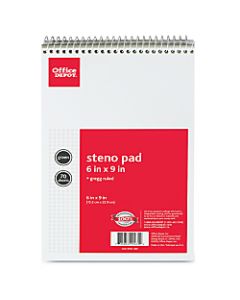 Office Depot Brand Steno Book, 6in x 9in, Gregg Ruled, 70 Sheets, Greentint