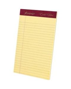 TOPS Gold Fibre Premium Jr. Legal Writing Pads - 50 Sheets - Watermark - Stapled/Glued - 0.28in Ruled - 20 lb Basis Weight - 5in x 8in - Yellow Paper - Bleed-free, Chipboard Backing, Micro Perforated - 4 / Pack