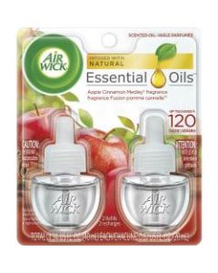 Air Wick Essential Oils Scented Oil Warmer Refill, 0.67 Oz, Apple Cinnamon Medley, Pack Of 2