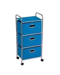 Honey-can-do CRT-02347 3-Drawer Rolling Fabric Cart, Blue - 3 Drawer - 11.5in Length x 16.1in Width x 35.5in Height - Blue