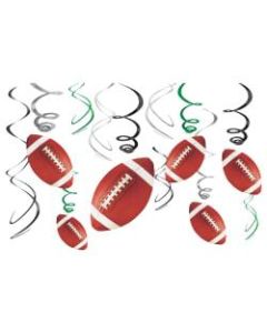 Amscan Foil Football Value Pack Swirl Decorations, 7in, 4 Per Pack, Carton Of 12 Packs