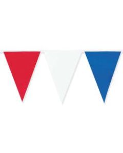 Amscan Outdoor Pennant Banner, 18in x 120ft, Red/White/Blue