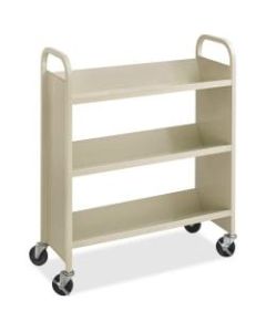 Safco Steel 3-Shelf Single-Sided Book Carts - 3 Shelf - 2.50in Caster Size - Steel - x 36in Width x 14.5in Depth x 43.5in Height - Sand - 1 Each