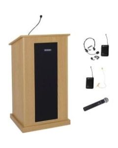 AmpliVox SW470 - Wireless Chancellor Lectern - 45in Height x 24in Width x 21in Depth - Oak - Solid Wood Veneer