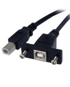 StarTech.com StarTech.com 1 ft Panel Mount USB Cable B to B - F/M - Type B Male USB - Type B Female USB - 1ft - Black