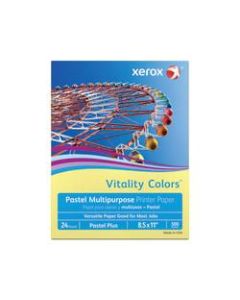 Xerox Vitality Colors Pastel Plus Multi-Use Printer Paper, Letter Size (8 1/2in x 11in), 24 Lb, 30% Recycled, Yellow, Ream Of 500 Sheets