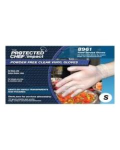 Protected Chef Vinyl General Purpose Gloves - Small Size - Unisex - Vinyl - Clear - Ambidextrous, Disposable, Powder-free, Comfortable - For Cleaning, Food Handling, General Purpose - 100 / Box