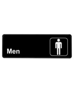 Alpine "Men" Restroom Sign, 9in x 3in, Black/White