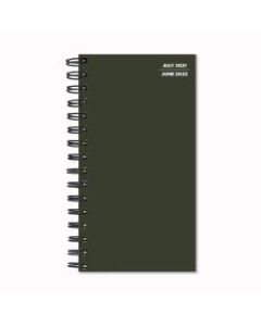 TF Publishing Small Weekly/Monthly Planner, 3-1/2in x 6-1/2in, Green, July 2021 To June 2022