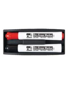 Charles Leonard, Inc. Magnetic Whiteboard Eraser With 2 Markers, 5 1/4in x 2in, Black, Pack Of 6