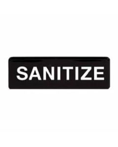 Winco Sanitize Sign, 9in x 3in, Black/White