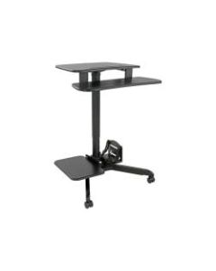 Tripp Lite Mobile Workstation Standing Desk Rolling Cart Height-Adjustable - Assembly Required - Black, Silver - MDF, Steel