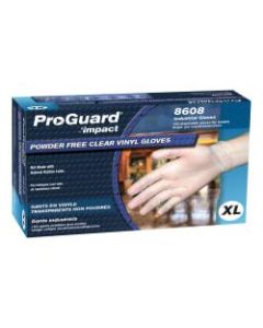 ProGuard Vinyl PF General Purpose Gloves - X-Large Size - Unisex - Vinyl - Clear - Disposable, Powder-free, Beaded Cuff, Ambidextrous, Comfortable - For Food Handling, Cleaning, Painting, Manufacturing, Assembling, General Purpose - 100 / Box