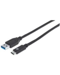 Manhattan SuperSpeed+ USB 3.1 Gen2 A Male to C Male Device Cable, 10 Gbps, 3 ft, Black - USB - 1.25 GB/s - 3 ft - 1 x Type A Male USB - 1 x Type C Male USB - Nickel Plated Contact - Shielding - Black