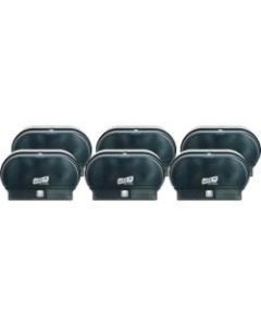 Genuine Joe Standard Bath Tissue Roll Dispenser - Manual - Roll - 2000 x Sheet, 2 x Roll - Black - Sliding Door - 6 / Carton