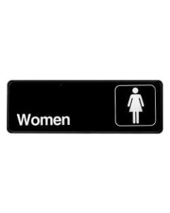 Alpine "Women" Restroom Sign, 3in x 9in, Black/White