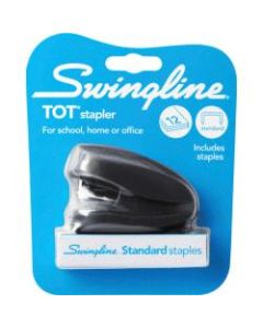 Swingline Tot Stapler, Built-in Staple Remover, 12 Sheets, Black - 12 Sheets Capacity - 50 Staple Capacity - Mini - 1/4in Staple Size - Black