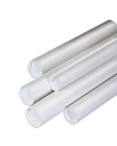 Office Depot Brand White Mailing Tubes With Plastic Endcaps, 1 1/2in x 12in, 80% Recycled, Pack Of 50