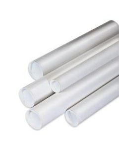 Office Depot Brand White Mailing Tubes With Plastic Endcaps, 1 1/2in x 24in, 80% Recycled, Pack Of 50