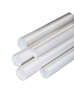 Office Depot Brand White Mailing Tubes With Plastic Endcaps, 2in x 12in, 80% Recycled, Pack Of 50