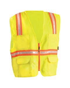 Non-ANSI Contractor Style Solid Vests, XL, Hi-Viz Yellow; Orange Contrast Trim