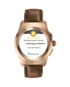 MyKronoz ZeTime Premium Hybrid Smartwatch, Petite, Brushed Pink Gold/Brown Vintage Leather, KRZT1PP-BPG-BWLEA