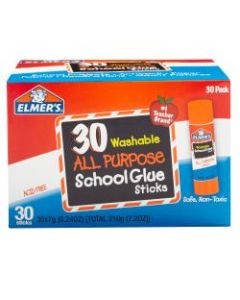 Elmers Glue Stick Classroom Pack, All-Purpose Clear, Box Of 30