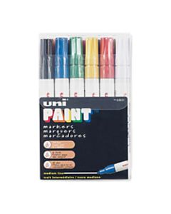 Uni-Paint Markers, Medium Point, Assorted Colors, Pack Of 12