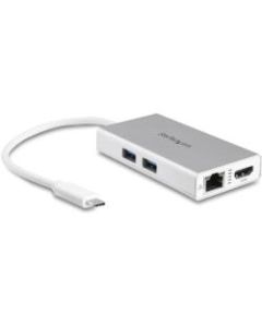 StarTech.com USB C Multiport Adapter - Aluminum - Power Delivery (USB PD) - USB C to Gigabit Ethernet / 4K HDMI / USB 3.0 Hub - Power and charge your laptop through USB Type C (5Gbps), and create a workstation adding 4K video, GbE and two USB 3.0 ports