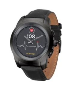 MyKronoz ZeTime Premium Hybrid Smartwatch, Regular, Brushed Black/Black Flat Leather, KRZT1RP-BBK-BKLEA