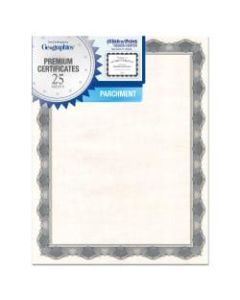 Geographics Parchment Certificates, 8 1/2in x 11in, Crown Silver, Pack Of 25