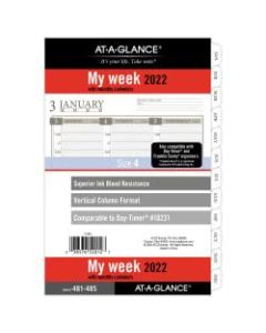 AT-A-GLANCE Column-Style Weekly/Monthly Planner Refill, Desk Size, 5-1/2in x 8-1/2in, January To December 2022, 481-485