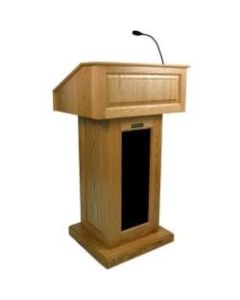 AmpliVox SW3020 - Wireless Victoria Lectern - 47in Height x 27in Width x 22in Depth - Clear Lacquer, Walnut - Solid Wood, Solid Hardwood