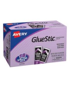 Avery Disappearing Color Permanent Glue Stics, 0.26 Oz., Purple, Pack Of 18