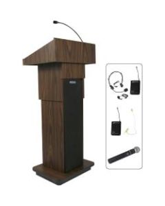 AmpliVox SW505A - Wireless Executive Adjustable Column Lectern - 45in Height x 25in Width x 19in Depth - High Pressure Laminate (HPL), Walnut - Wood