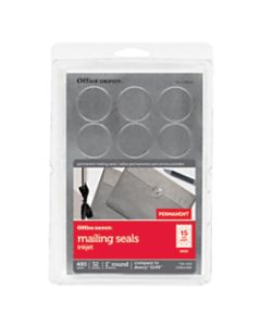 Office Depot Brand Print-Or-Write Permanent Mailing Seals, 1in Diameter, Silver, Pack Of 480