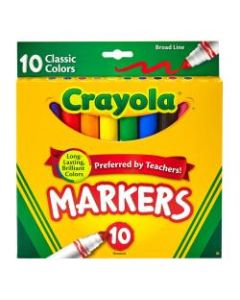 Crayola Broad Line Markers, Assorted Classic Colors, Box Of 10