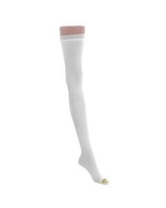 Medline EMS Nylon/Spandex Thigh-Length Anti-Embolism Stockings, Small Long, White, Pack Of 6 Pairs