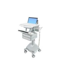 Ergotron StyleView - Cart - for notebook / keyboard / mouse (open architecture) - medical - aluminum, zinc-plated steel, high-grade plastic - gray, white, polished aluminum - screen size: 17.3in wide - output: AC 120 V - 40 Ah - lithium - TAA Compliant