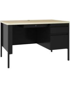 Lorell Fortress 48inW Right-Pedestal Teachers Desk, Black Maple