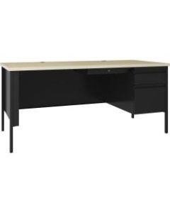 Lorell Fortress Series 69inW Right-Pedestal Teachers Desk, Black Maple