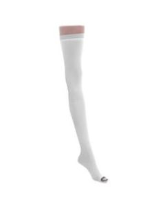 Medline EMS Nylon/Spandex Thigh-Length Anti-Embolism Stockings, Large Regular, White, Pack Of 6 Pairs