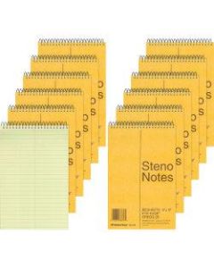 Rediform Steno Notebook - 80 Sheets - Wire Bound - 16 lb Basis Weight - 6in x 9in - Green Paper - Brown Cover - Board Cover - Hard Cover, Rigid - 12 / Pack