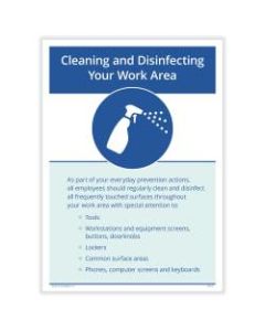ComplyRight Corona Virus And Health Safety Posters, Employee Clean And Disinfect Your Work Area, English, 10in x 14in, Set Of 3 Posters