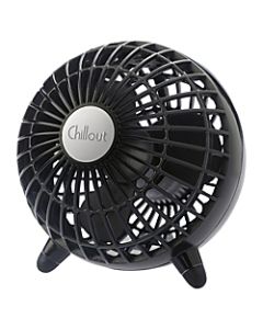 Chillout USB/AC Adapter Personal Fan, Black, 6inDiameter, 1 Speed